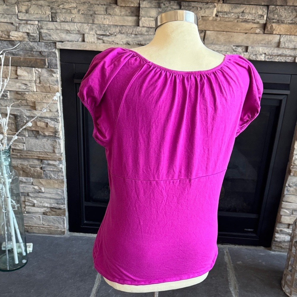 LOFT Fuchsia Scoop Neck Blouse - Picture 8 of 10